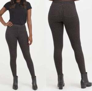 SPANX Leggings Jean-ish Black Gray Houndstooth Print Ankle Womens Medium